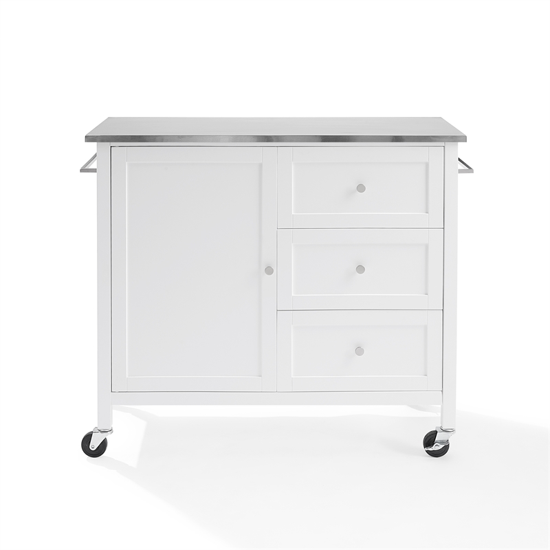Crosley Furniture Soren Stainless Steel Top Kitchen Island/Cart in White