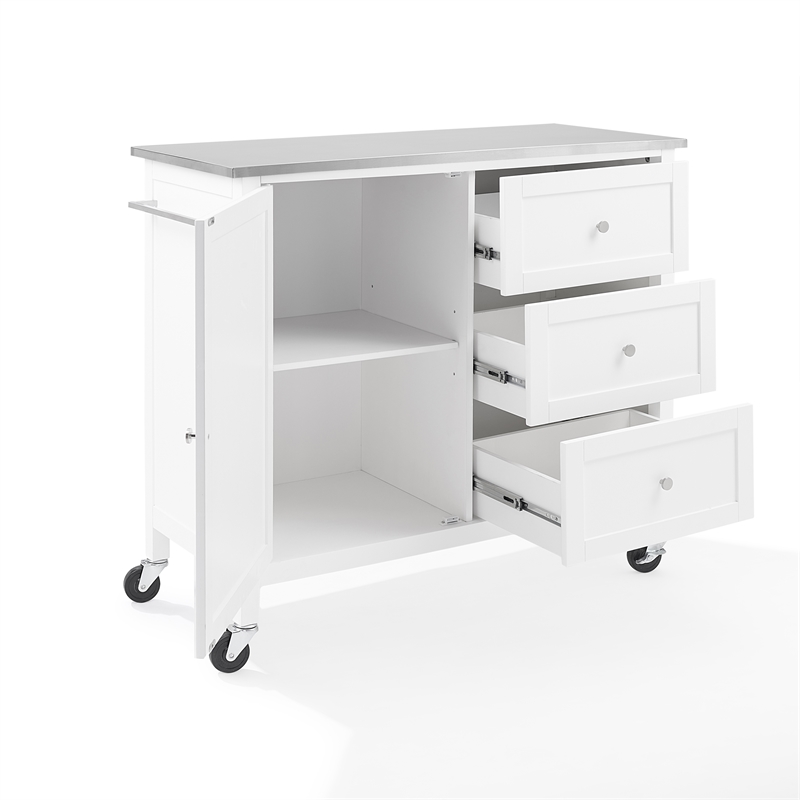 Crosley Furniture Soren Stainless Steel Top Kitchen Island/Cart in White