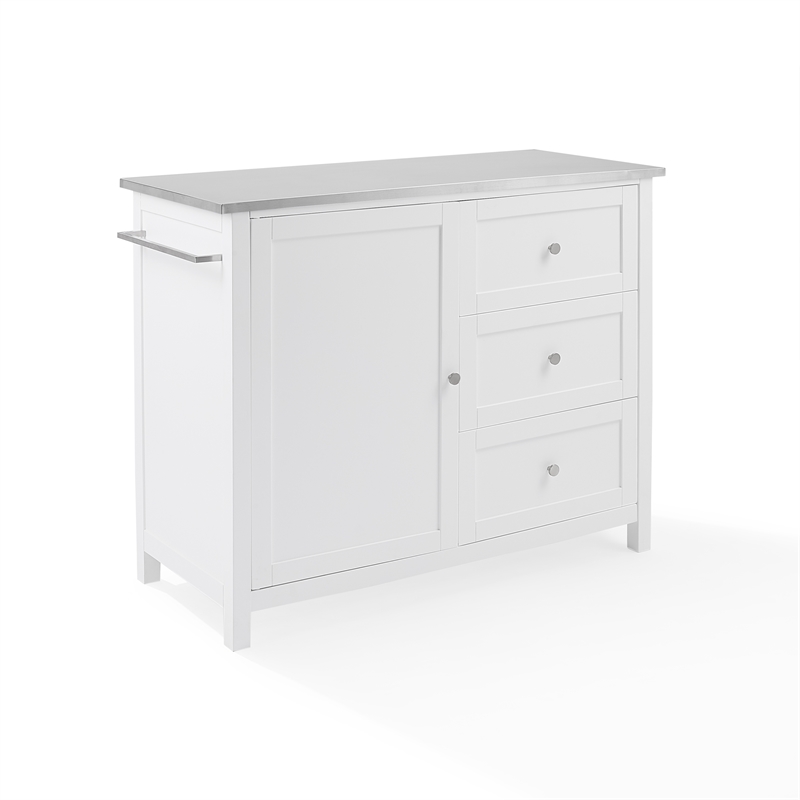 Crosley Furniture Soren Stainless Steel Top Kitchen Island/Cart in White