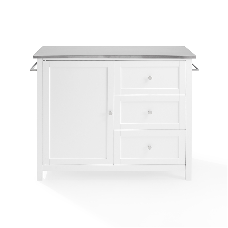 Crosley Furniture Soren Stainless Steel Top Kitchen Island/Cart in White