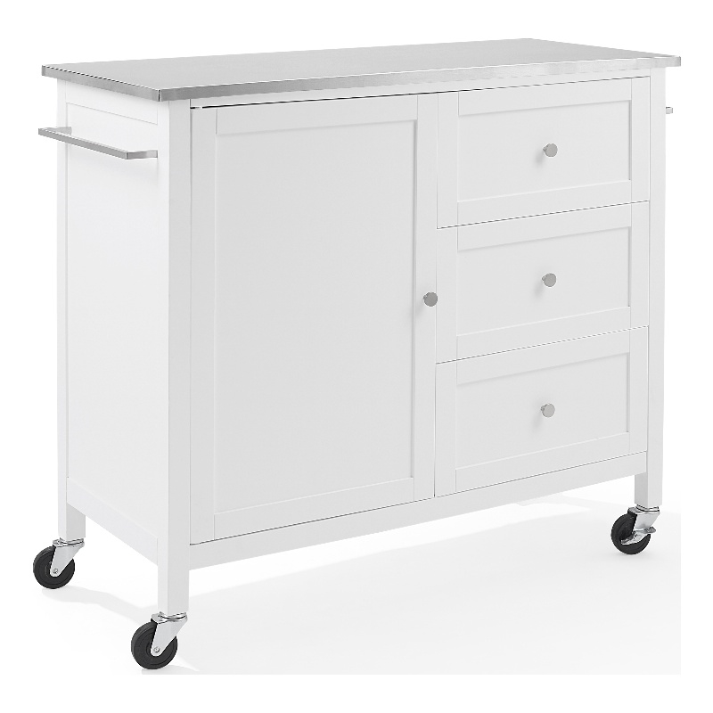 Crosley Furniture Soren Stainless Steel Top Kitchen Island/Cart in White
