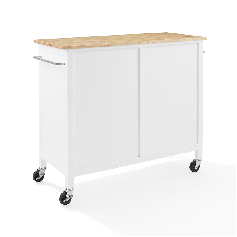 Crosley Furniture Soren Wood Top Kitchen Island/Cart in White/Natural