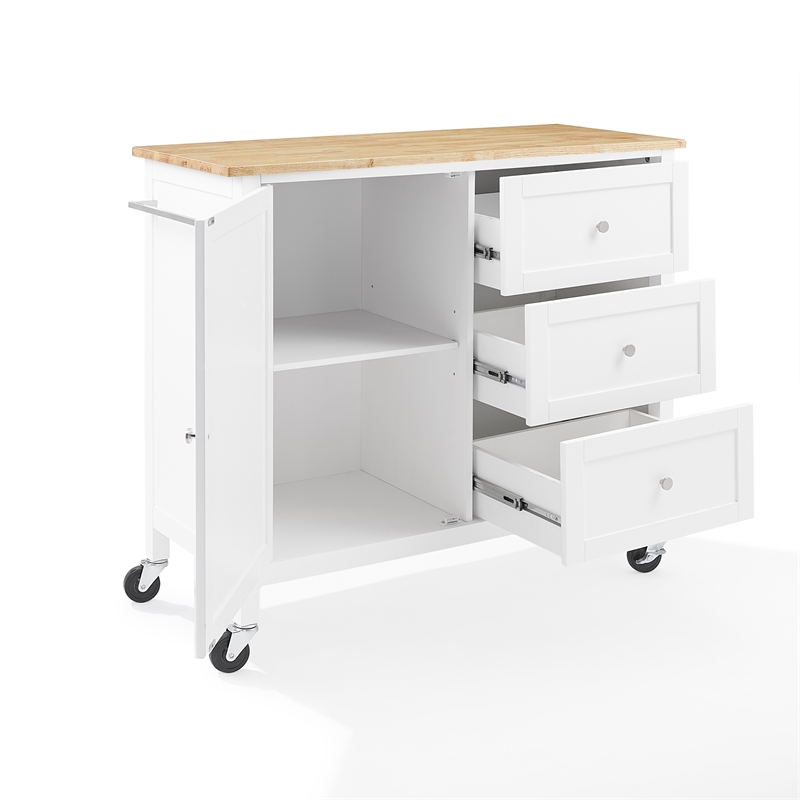 Crosley Furniture Soren Wood Top Kitchen Island/Cart in White/Natural