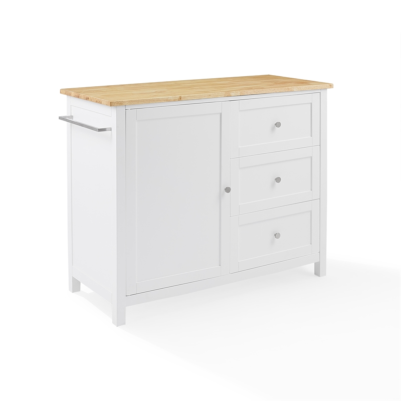 Crosley Furniture Soren Wood Top Kitchen Island/Cart in White/Natural
