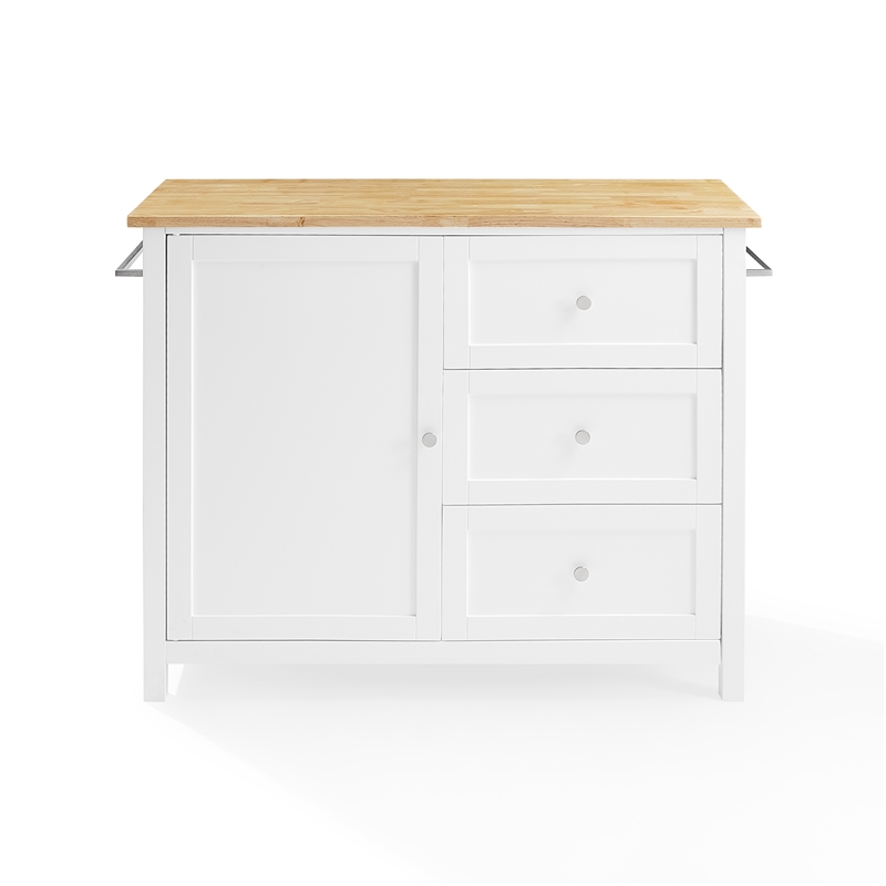 Crosley Furniture Soren Wood Top Kitchen Island/Cart in White/Natural