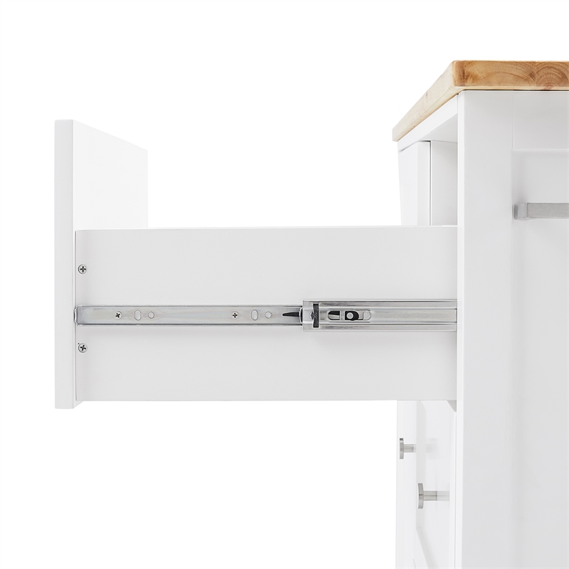 Crosley Furniture Soren Wood Top Kitchen Island/Cart in White/Natural