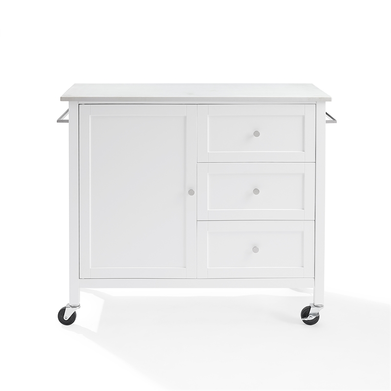 Crosley Furniture Soren Solid Granite Stone Top Kitchen Island/Cart in White
