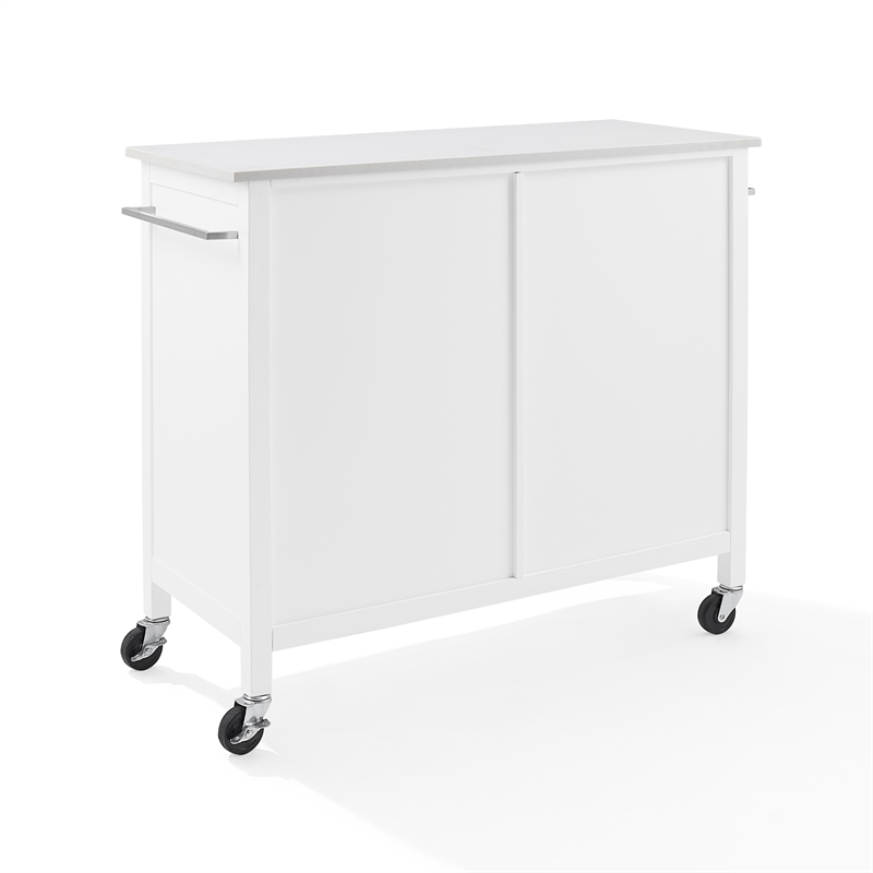 Crosley Furniture Soren Solid Granite Stone Top Kitchen Island/Cart in White
