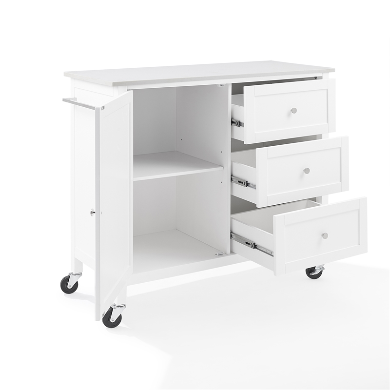 Crosley Furniture Soren Solid Granite Stone Top Kitchen Island/Cart in White