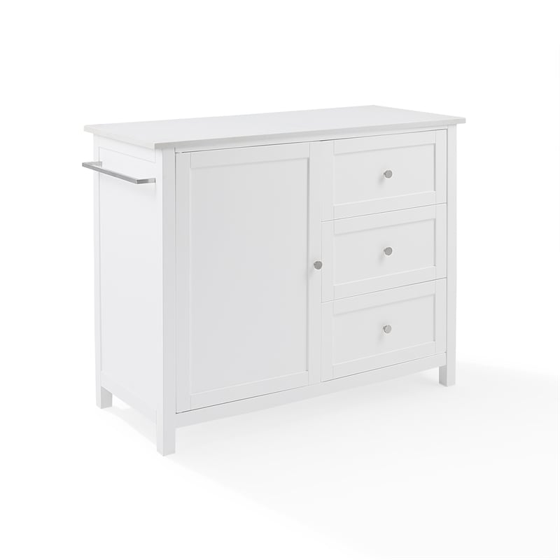 Crosley Furniture Soren Solid Granite Stone Top Kitchen Island/Cart in White