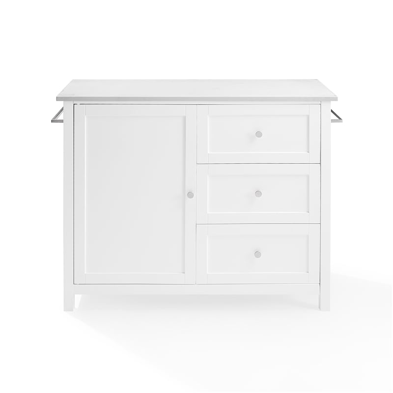 Crosley Furniture Soren Solid Granite Stone Top Kitchen Island/Cart in White