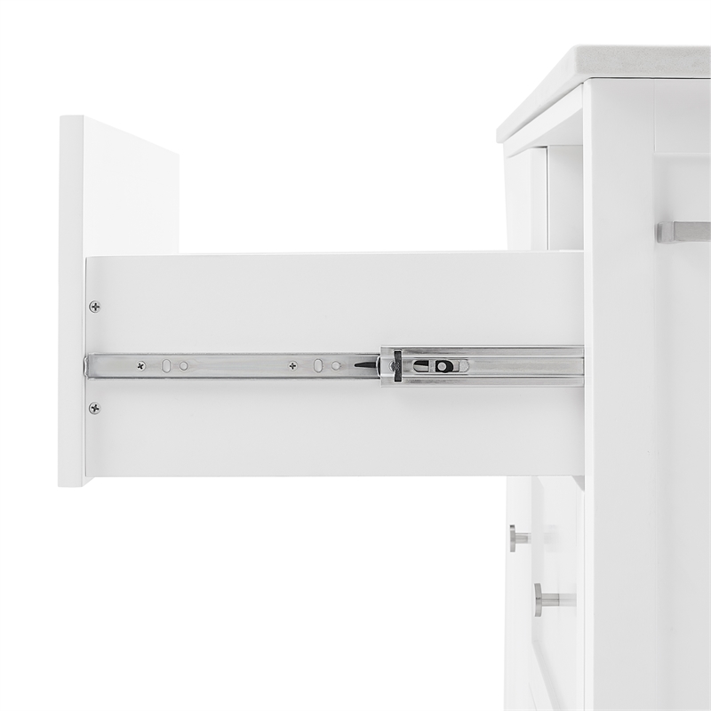 Crosley Furniture Soren Solid Granite Stone Top Kitchen Island/Cart in White