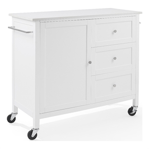 Crosley Furniture Soren Solid Granite Stone Top Kitchen Island/Cart in White