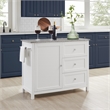 Crosley Furniture Soren Solid Granite Top Kitchen Island/Cart in White/Gray