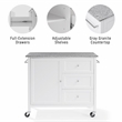 Crosley Furniture Soren Solid Granite Top Kitchen Island/Cart in White/Gray