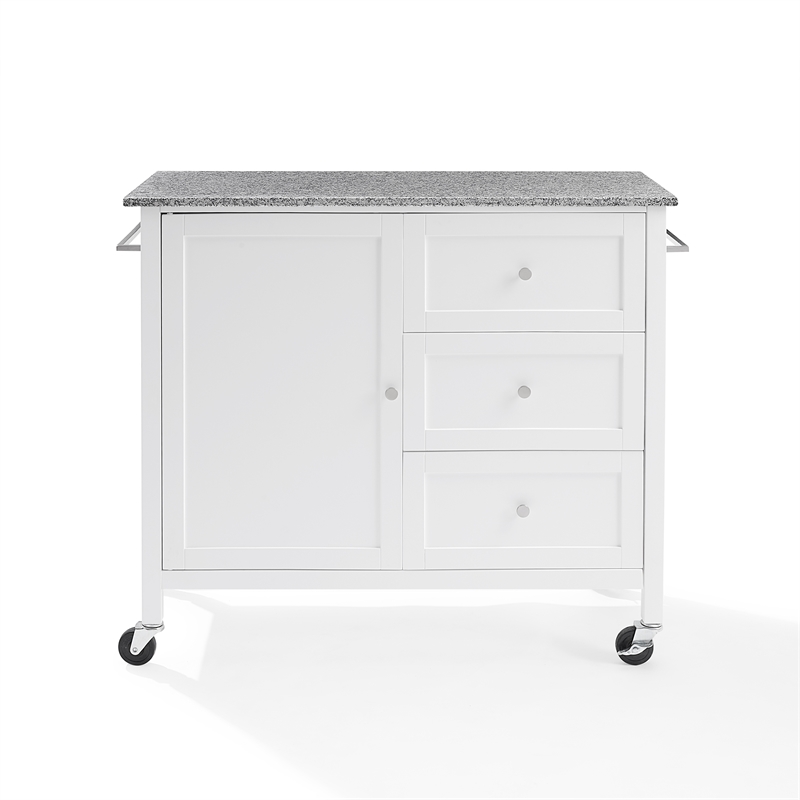Crosley Furniture Soren Solid Granite Top Kitchen Island/Cart in White/Gray