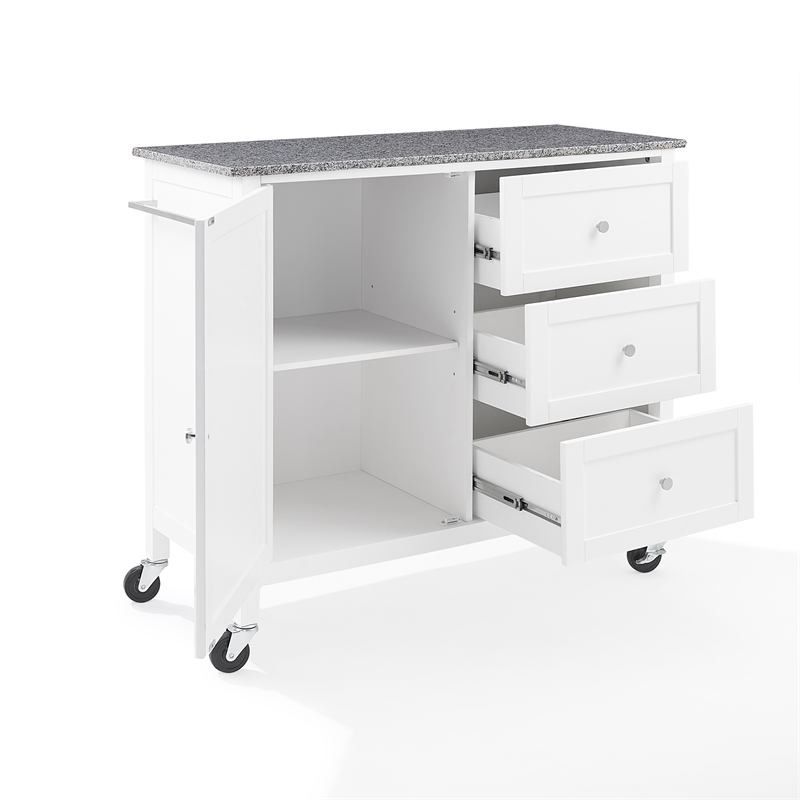 Crosley Furniture Soren Solid Granite Top Kitchen Island/Cart in White/Gray