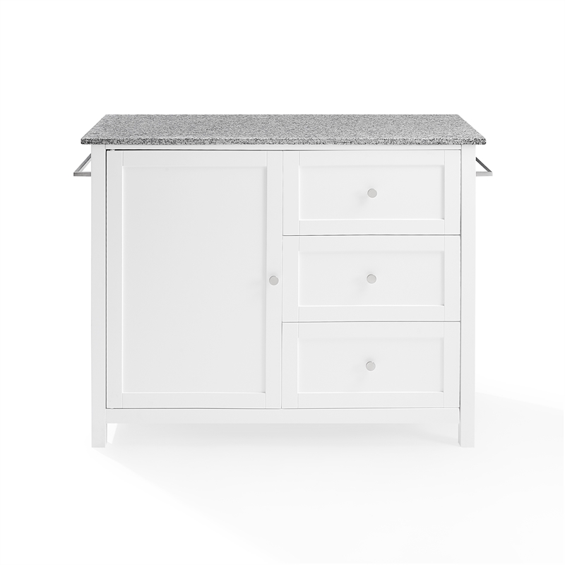 Crosley Furniture Soren Solid Granite Top Kitchen Island/Cart in White/Gray