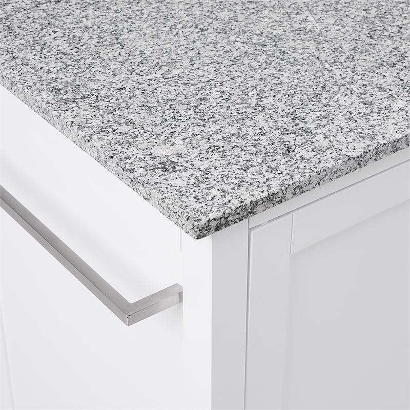 Crosley Furniture Soren Solid Granite Top Kitchen Island/Cart in White/Gray