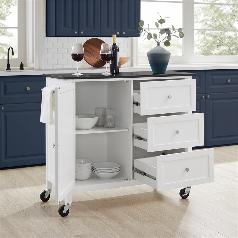 Crosley Furniture Soren Solid Granite Top Kitchen Island/Cart in White/Black