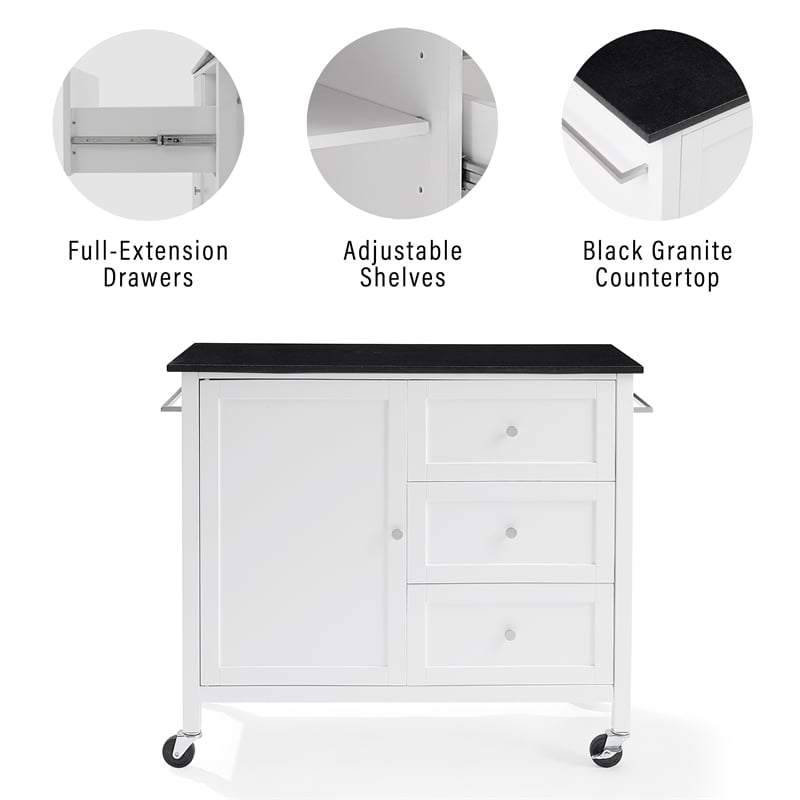 Crosley Furniture Soren Solid Granite Top Kitchen Island/Cart in White/Black
