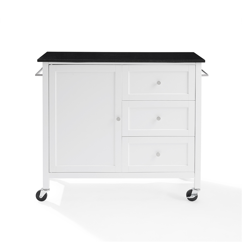 Crosley Furniture Soren Solid Granite Top Kitchen Island/Cart in White/Black