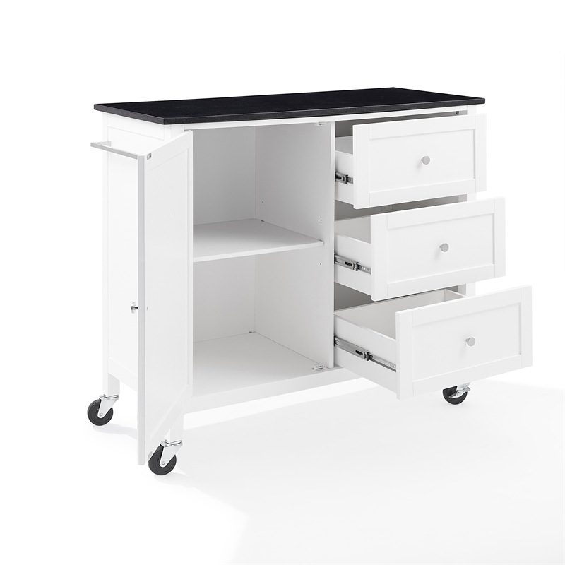 Crosley Furniture Soren Solid Granite Top Kitchen Island/Cart in White/Black