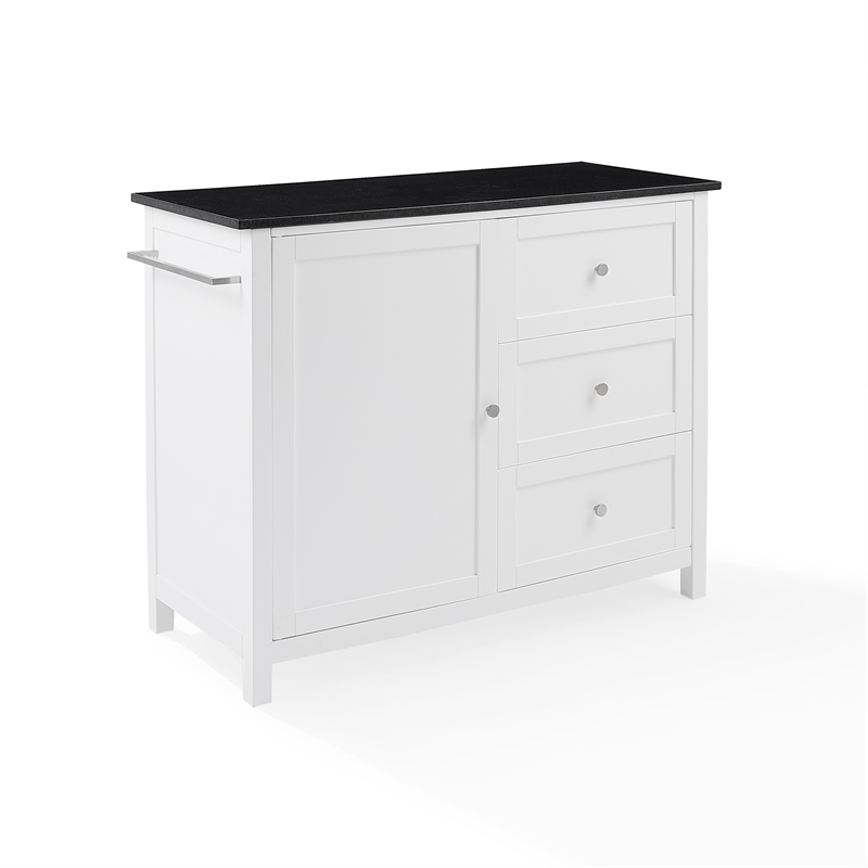 Crosley Furniture Soren Solid Granite Top Kitchen Island/Cart in White/Black