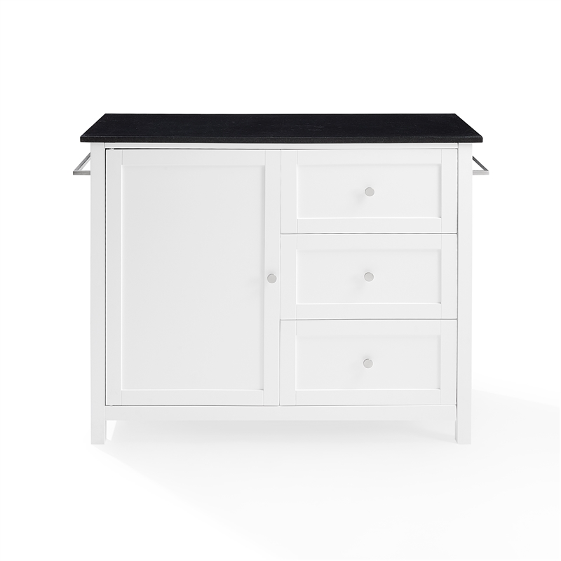 Crosley Furniture Soren Solid Granite Top Kitchen Island/Cart in White/Black