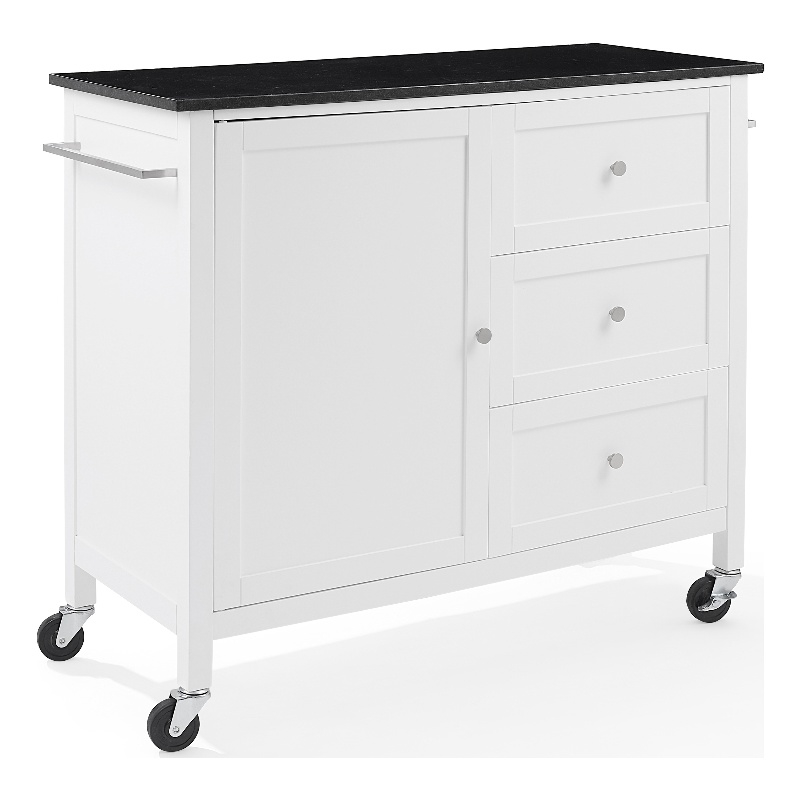 Crosley Furniture Soren Solid Granite Top Kitchen Island/Cart in White/Black