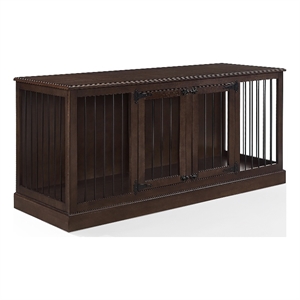 Crosley Furniture Winslow Medium MDF Wood Credenza Pet Crate in Dark Brown