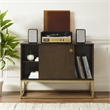 Crosley Furniture Byron MDF Wood and Steel Media Console in Dark Brown/Gold