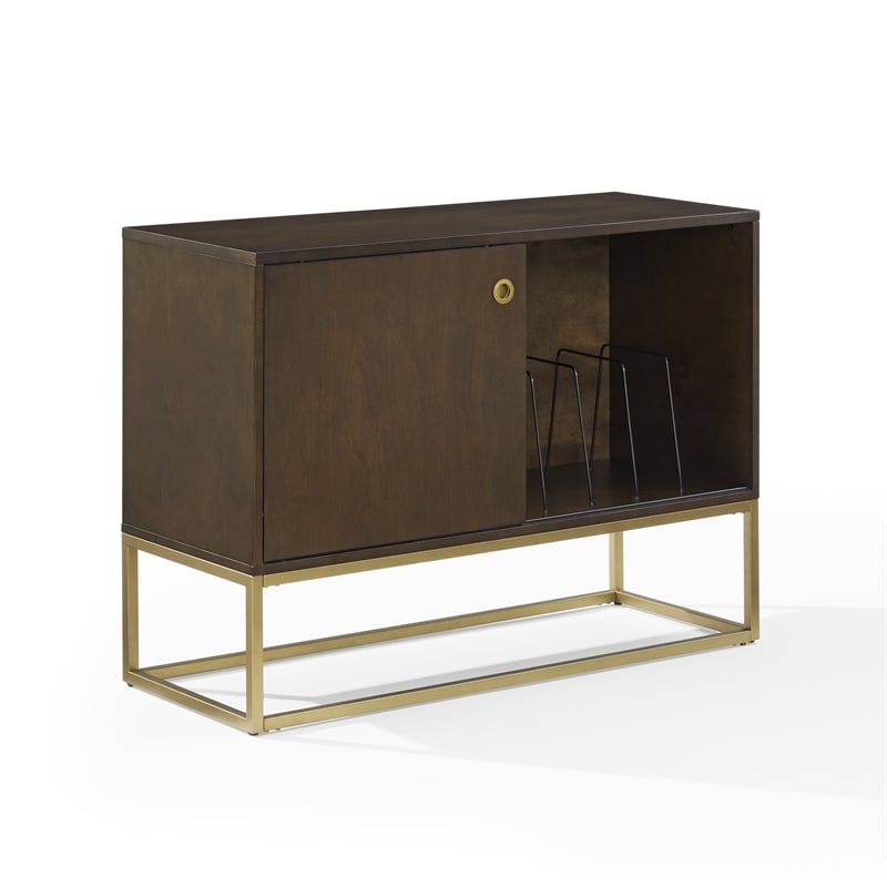 Crosley Furniture Byron MDF Wood and Steel Media Console in Dark Brown/Gold