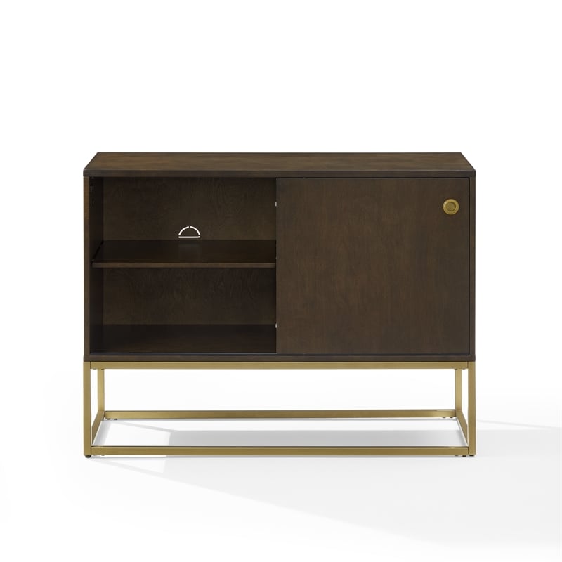 Crosley Furniture Byron MDF Wood and Steel Media Console in Dark Brown/Gold