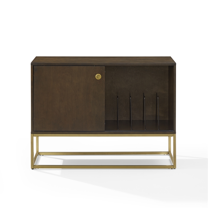 Crosley Furniture Byron MDF Wood and Steel Media Console in Dark Brown/Gold