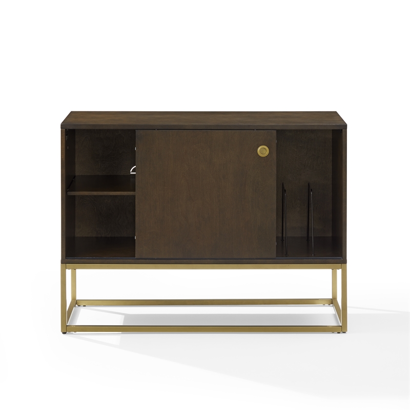 Crosley Furniture Byron MDF Wood and Steel Media Console in Dark Brown/Gold