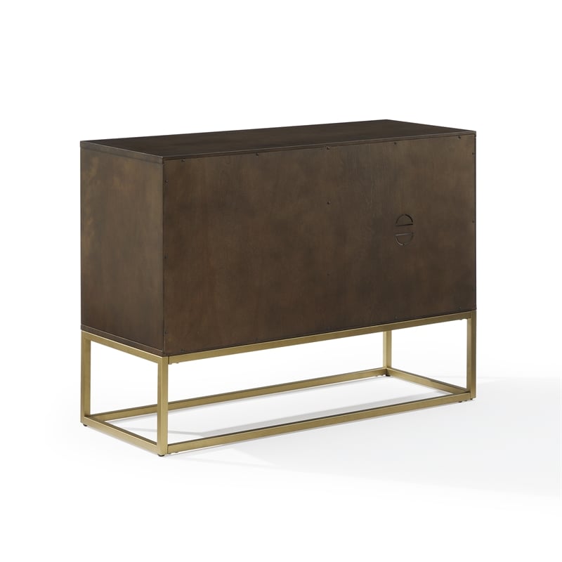 Crosley Furniture Byron MDF Wood and Steel Media Console in Dark Brown/Gold