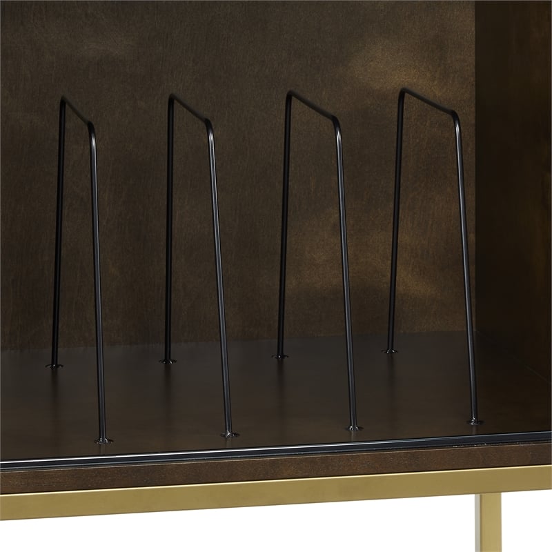 Crosley Furniture Byron MDF Wood and Steel Media Console in Dark Brown/Gold