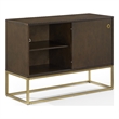 Crosley Furniture Byron MDF Wood and Steel Media Console in Dark Brown/Gold
