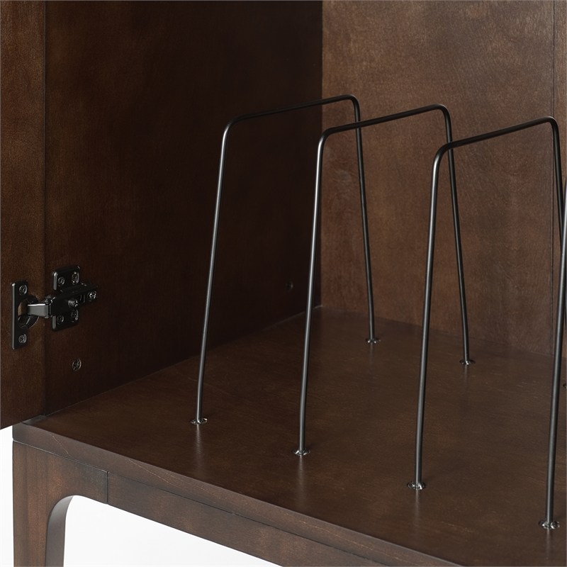 Crosley Furniture Asher Wood Record Storage Stand in Dark Brown