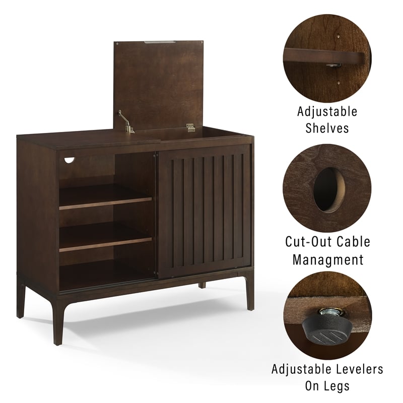Crosley Furniture Asher Wood Record Storage Media Console - Dark Brown