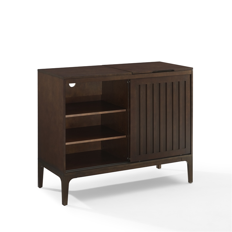 Crosley Furniture Asher Wood Record Storage Media Console - Dark Brown