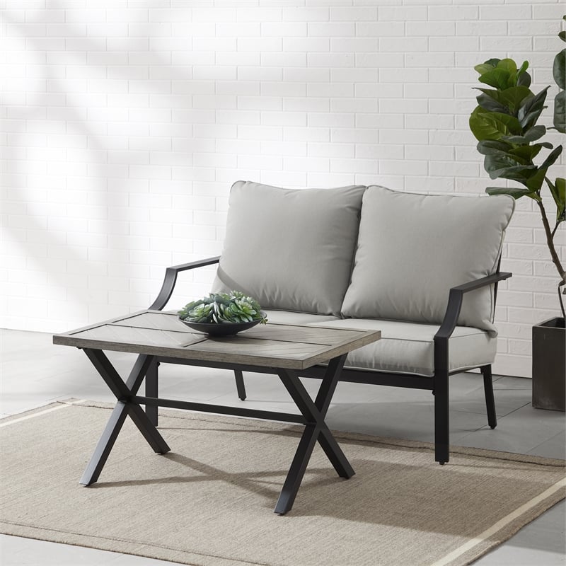 Crosley Furniture Otto 2-Piece Modern Metal Conversation Set in Gray/Matte Black