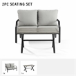 Crosley Furniture Otto 2-Piece Modern Metal Conversation Set in Gray/Matte Black