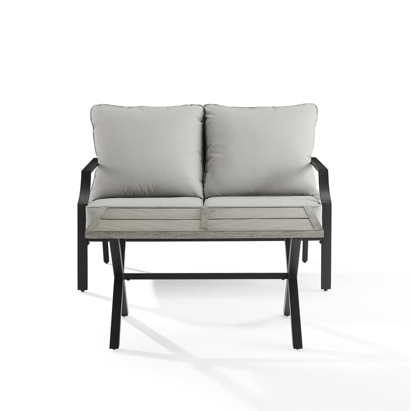 Crosley Furniture Otto 2-Piece Modern Metal Conversation Set in Gray/Matte Black