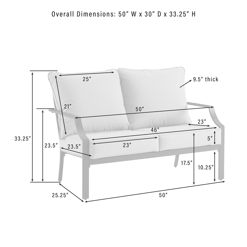 Crosley Furniture Otto 2-Piece Modern Metal Conversation Set in Gray/Matte Black