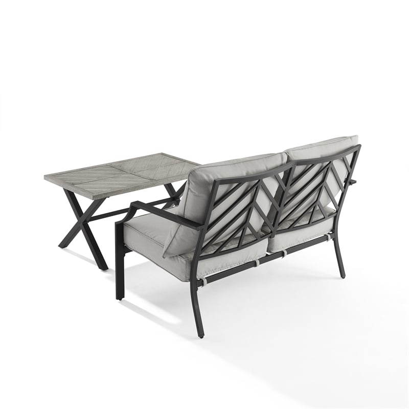 Crosley Furniture Otto 2-Piece Modern Metal Conversation Set in Gray/Matte Black