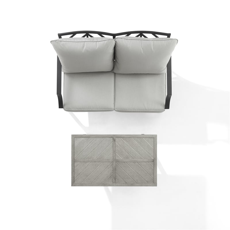 Crosley Furniture Otto 2-Piece Modern Metal Conversation Set in Gray/Matte Black
