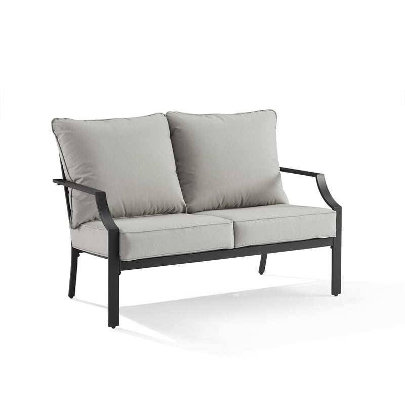 Crosley Furniture Otto 2-Piece Modern Metal Conversation Set in Gray/Matte Black