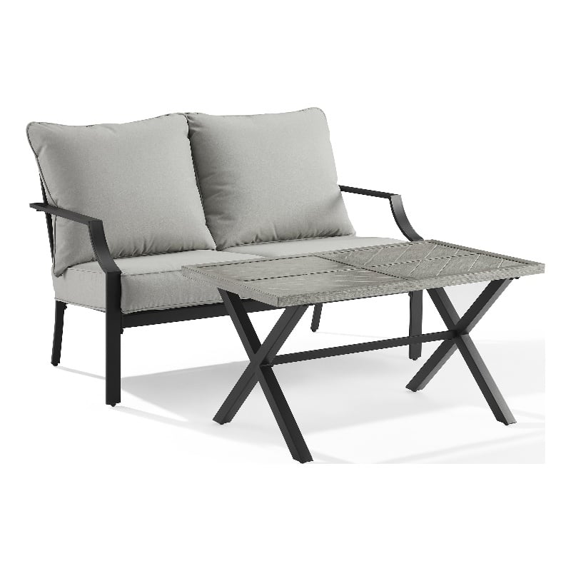 Crosley Furniture Otto 2-Piece Modern Metal Conversation Set in Gray/Matte Black